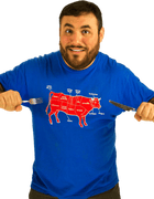 BarbacoApparel's Cow Graphic Tee on Male Model (front view)