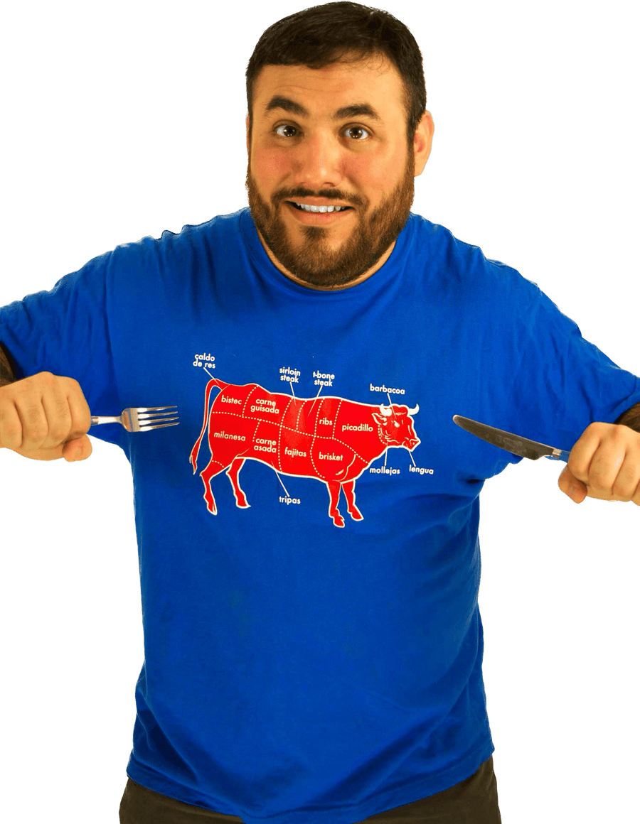 BarbacoApparel's Cow Graphic Tee on Male Model (front view)