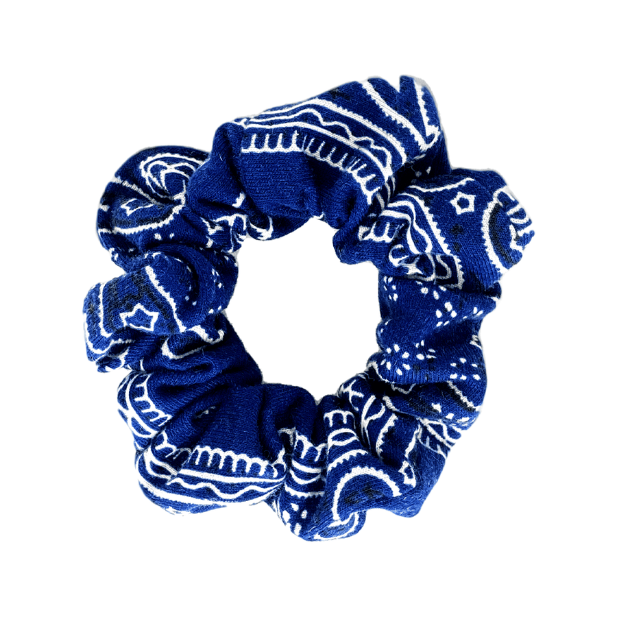 Blue bandana-pattern hair scrunchies (single)