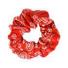 Red bandana-pattern hair scrunchies (single)