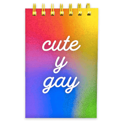 BarbacoApparel's Cute y Gay Spiral Notepad (front view)