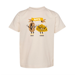 BarbacoApparel's BFFs Bean & Cheese Graphic Toddler Tee (front view)