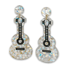 Glitter Resin Guitar Drop Earrings (white)