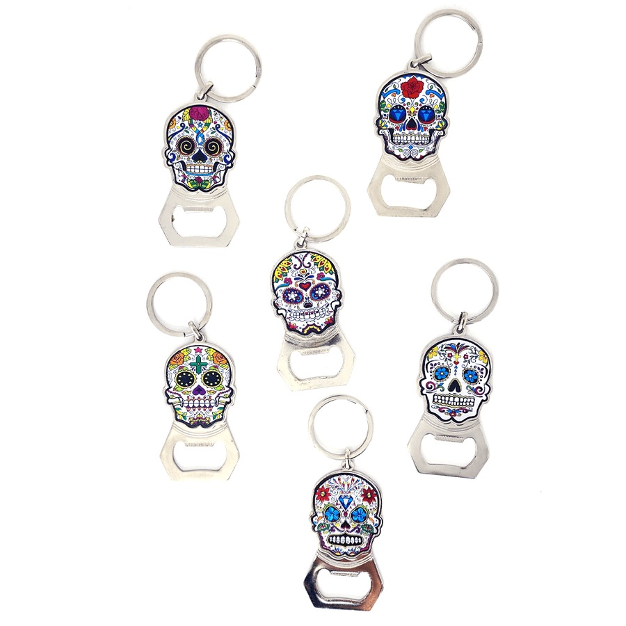 Calavera Bottle-Opener Keychains (group shot)