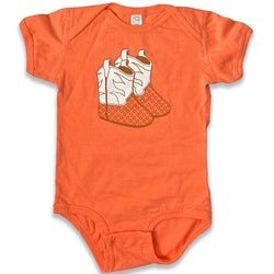 BarbacoApparel's North Star Booties Graphic Onesie (front view)