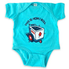 BarbacoApparel's This Is How I Roll Graphic Onesie (front view)