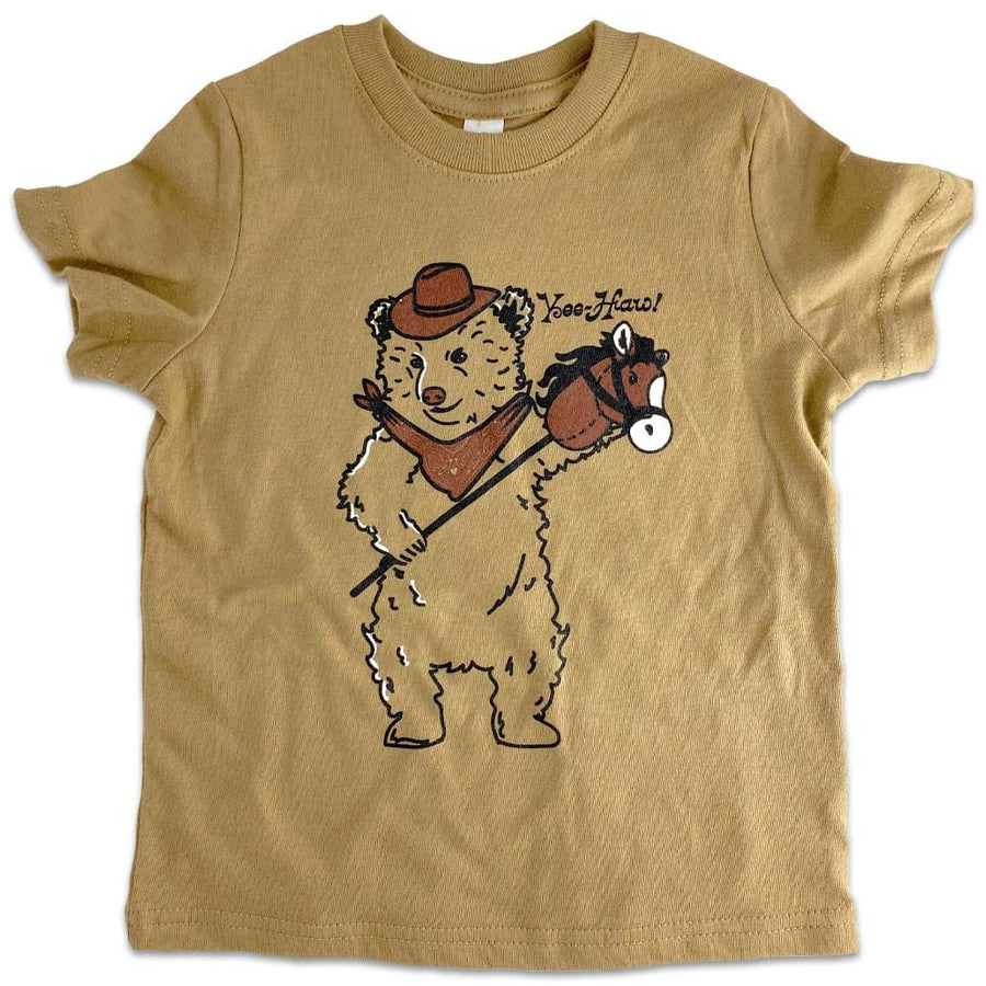 BarbacoApparel's Yee-Haw Bear Graphic Toddler Tee (front view)