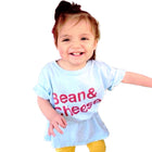 BarbacoApparel's Bean & Cheese Graphic Toddler Tee on Youth Model (front view)