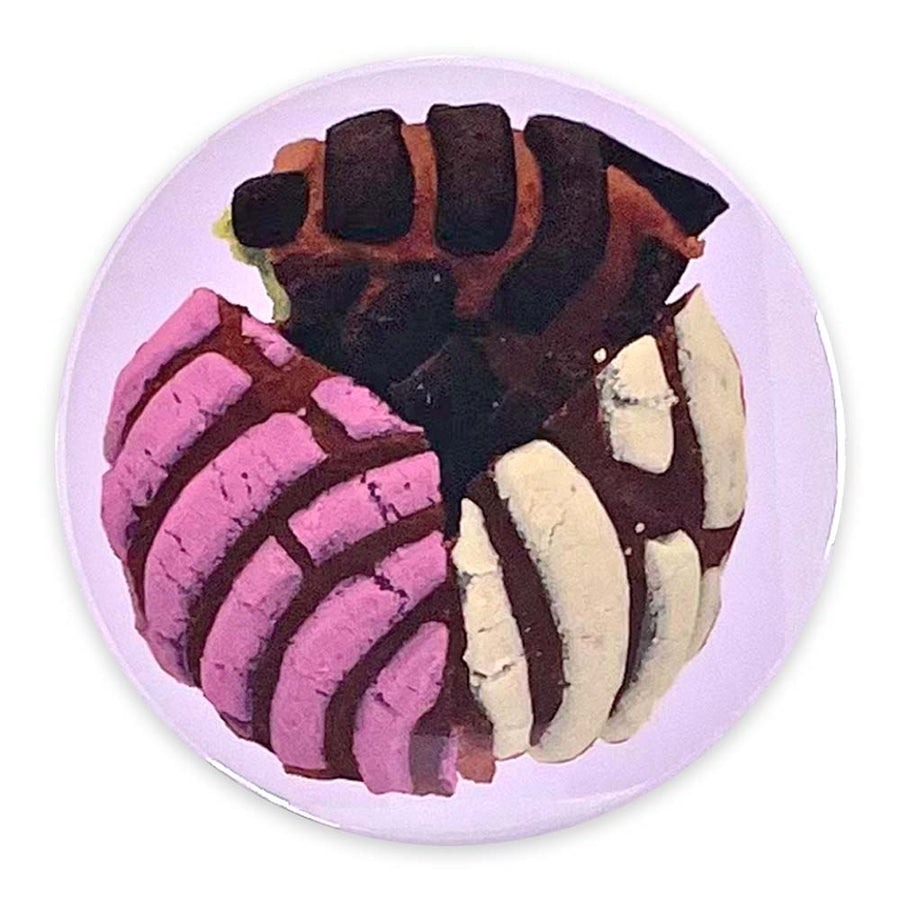 BarbacoApparel's Concha Pan Dulce 3-inch Magnet or Handheld Mirror (front view)