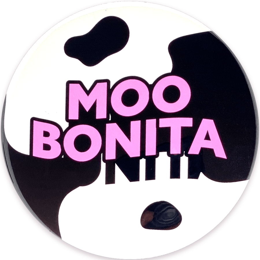 BarbacoApparel's Moo Bonita 3" Magnet, Handheld Mirror, or Button