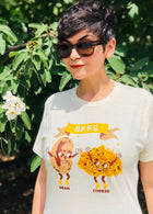 BarbacoApparel's BFFs Bean & Cheese Graphic Tee on Female Model (front view)